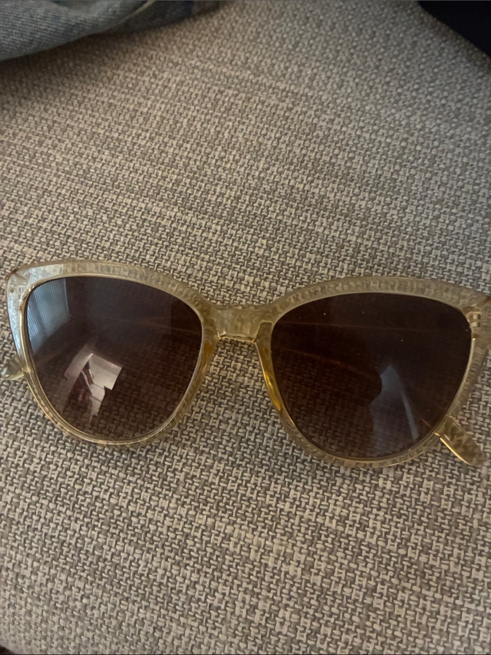 Rachel Zoe Transparent Amber Cat-Eye Sunglasses with Brown Lenses